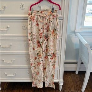 Zara Cream Floral Drawstring Trousers